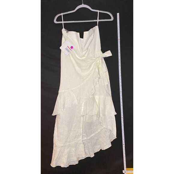 Bec + Bridge Women's Asymmetrical Ruffle Midi Dress‎ White Size 6 - Picture 1 of 4